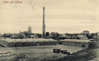 Postkarte von 1915 mit Blick auf die Filzfabrik und Oschatz